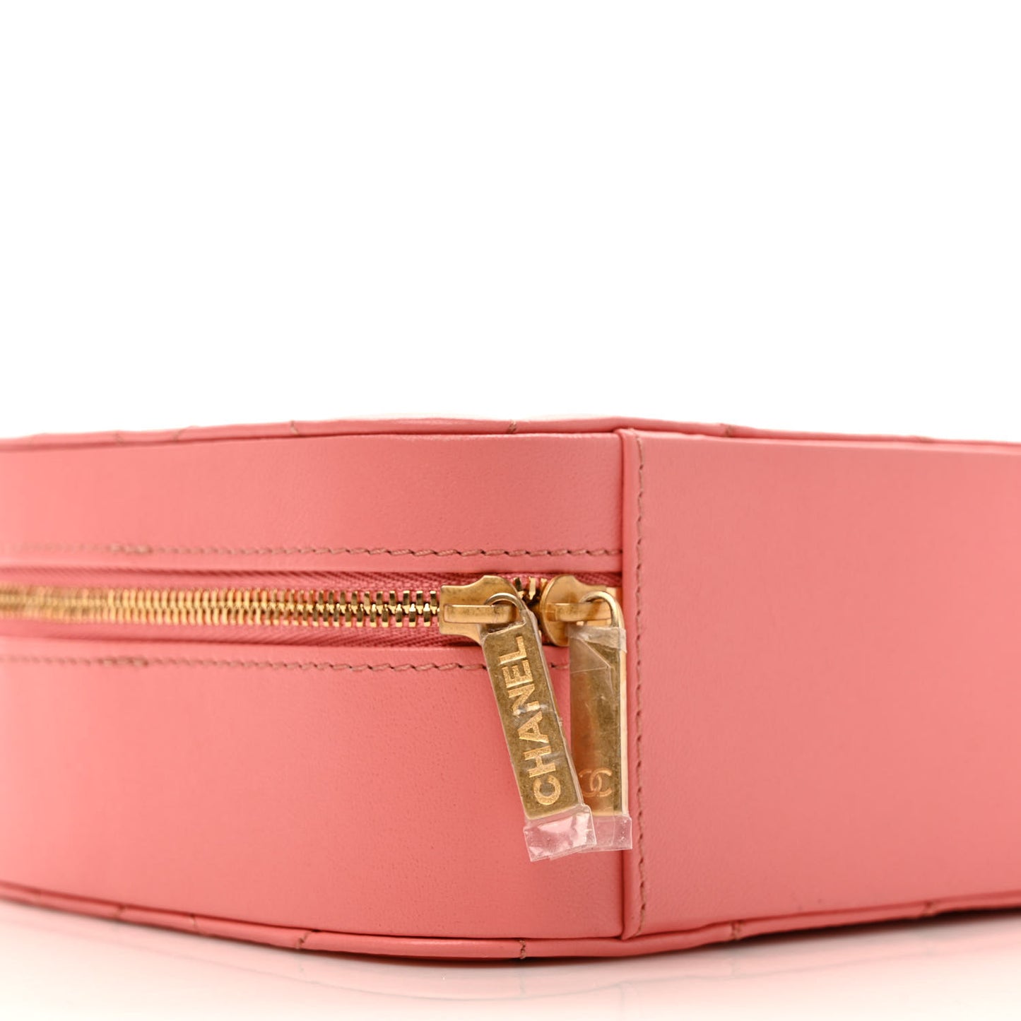 Lambskin Quilted Top Handle Small Vanity Case Pink