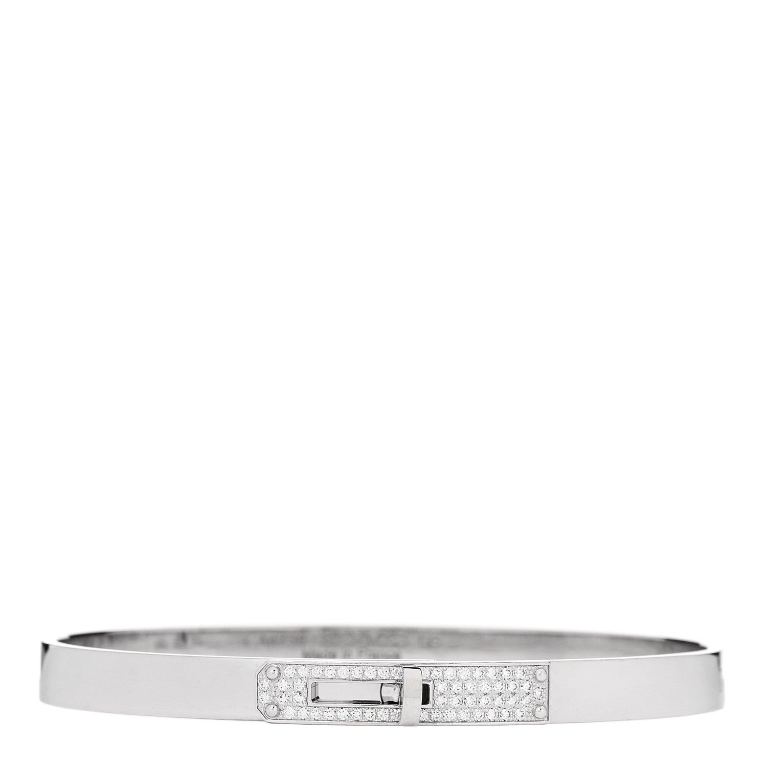 Hermes 18K White Gold Diamond PM Kelly Pave Bracelet LG 1 of 4