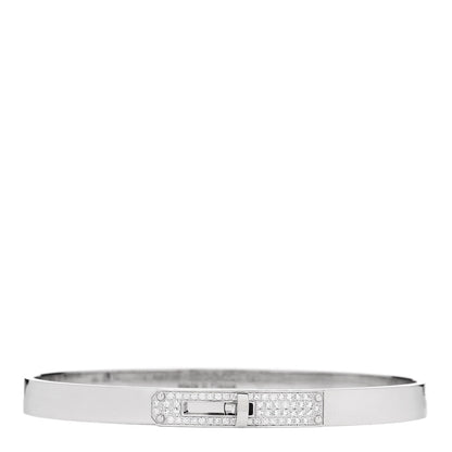 Hermes 18K White Gold Diamond PM Kelly Pave Bracelet LG 1 of 4