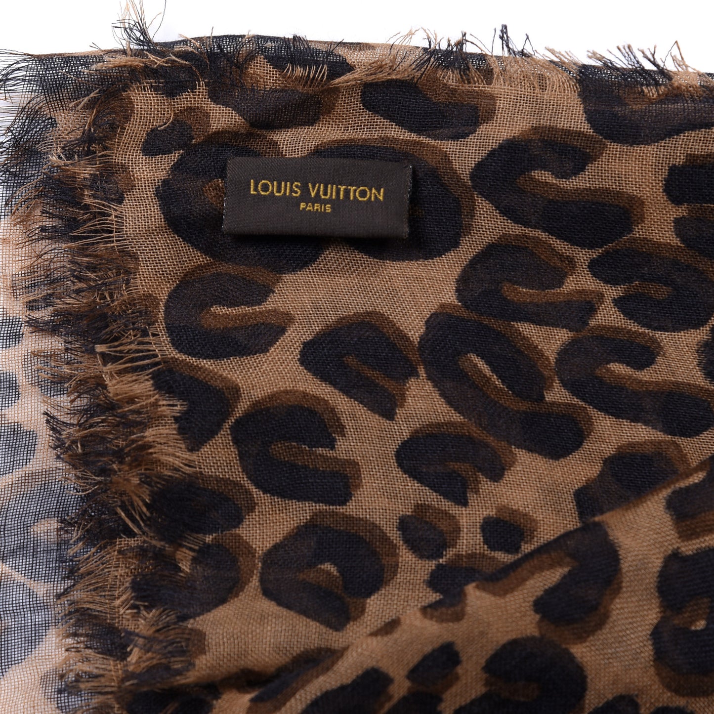 Cashmere Silk Leopard Etole Stole Marron