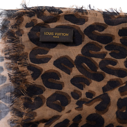 Louis Vuitton Cashmere Silk Leopard Etole Stole Marron 3 of 3