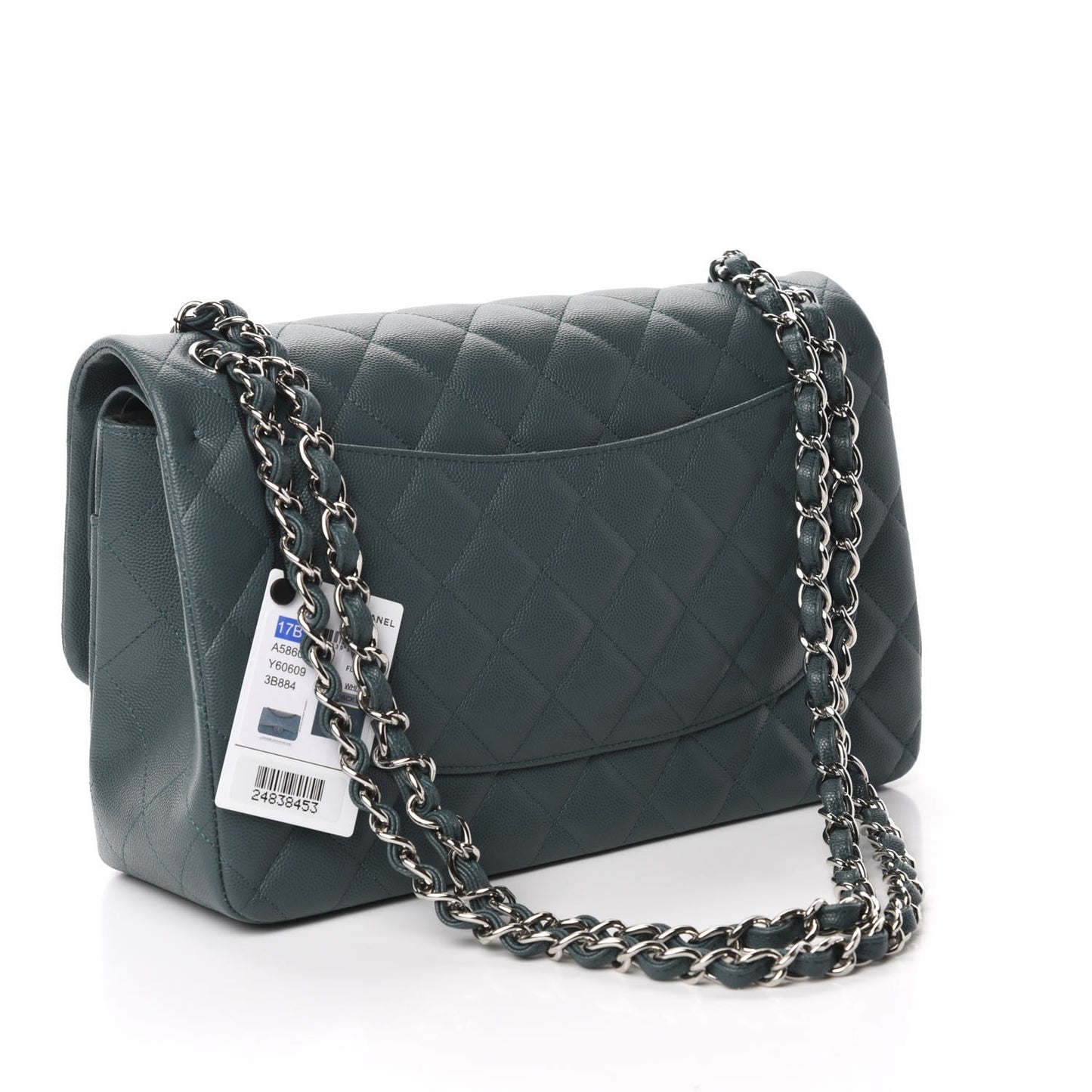 Caviar Quilted Jumbo Double Flap Dark Turquoise