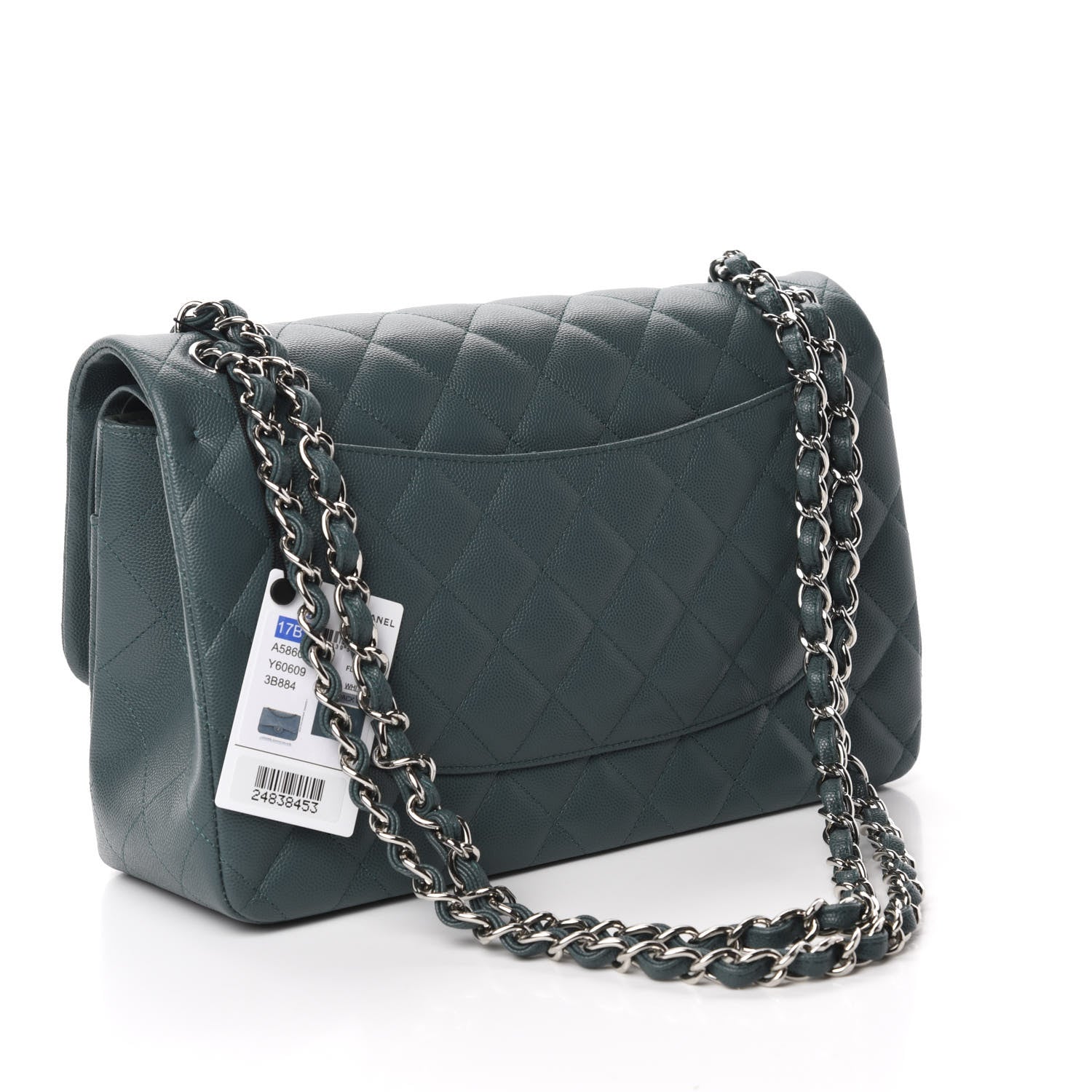 Chanel Caviar Quilted Jumbo Double Flap Dark Turquoise 3 of 11