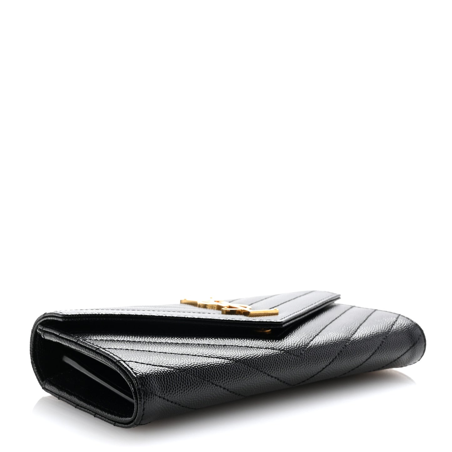 Grain De Poudre Matelasse Chevron Monogram Flap Wallet Black