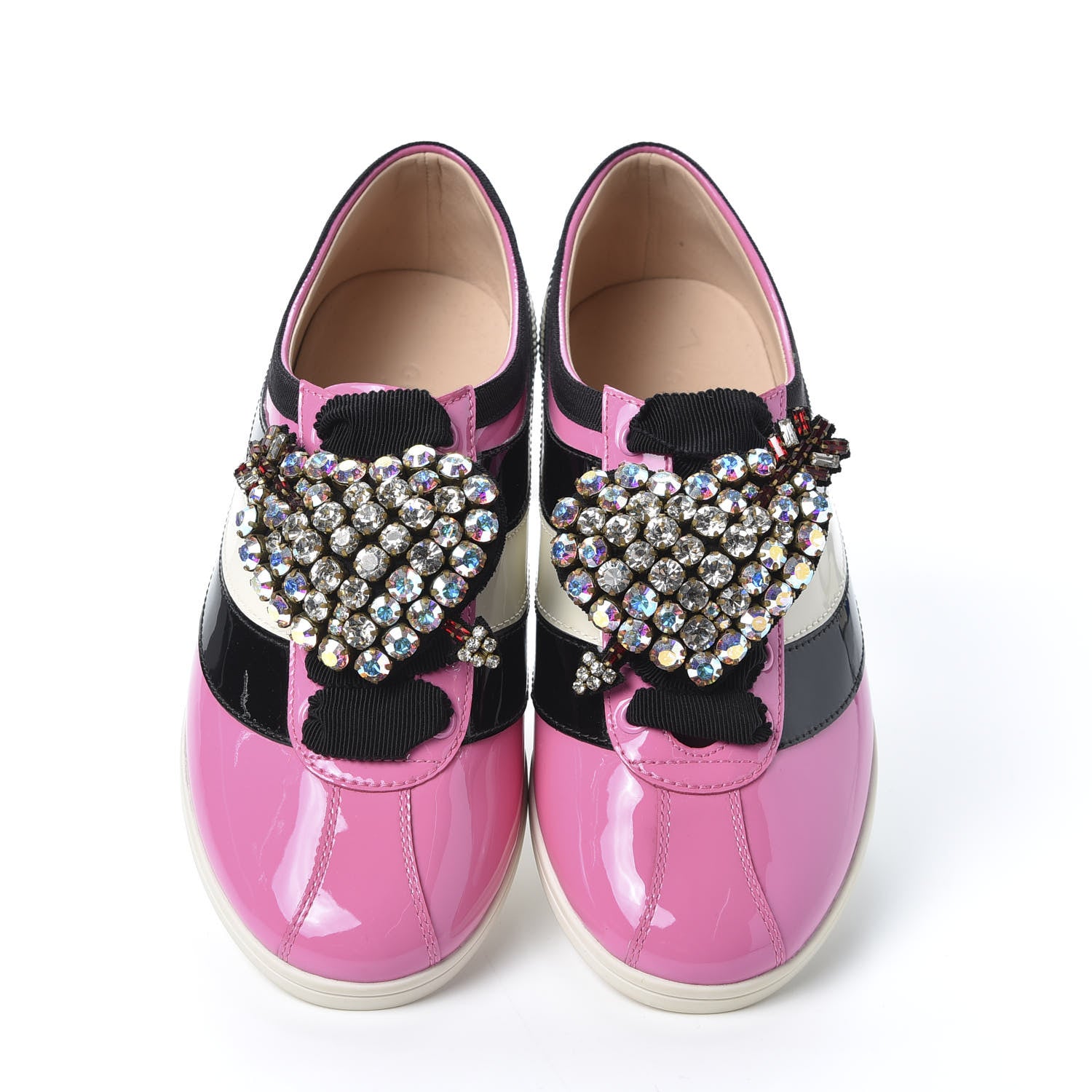 Gucci Patent Calfskin Crystal Womens Web Falacer Sneakers 36 Pink 5 of 11
