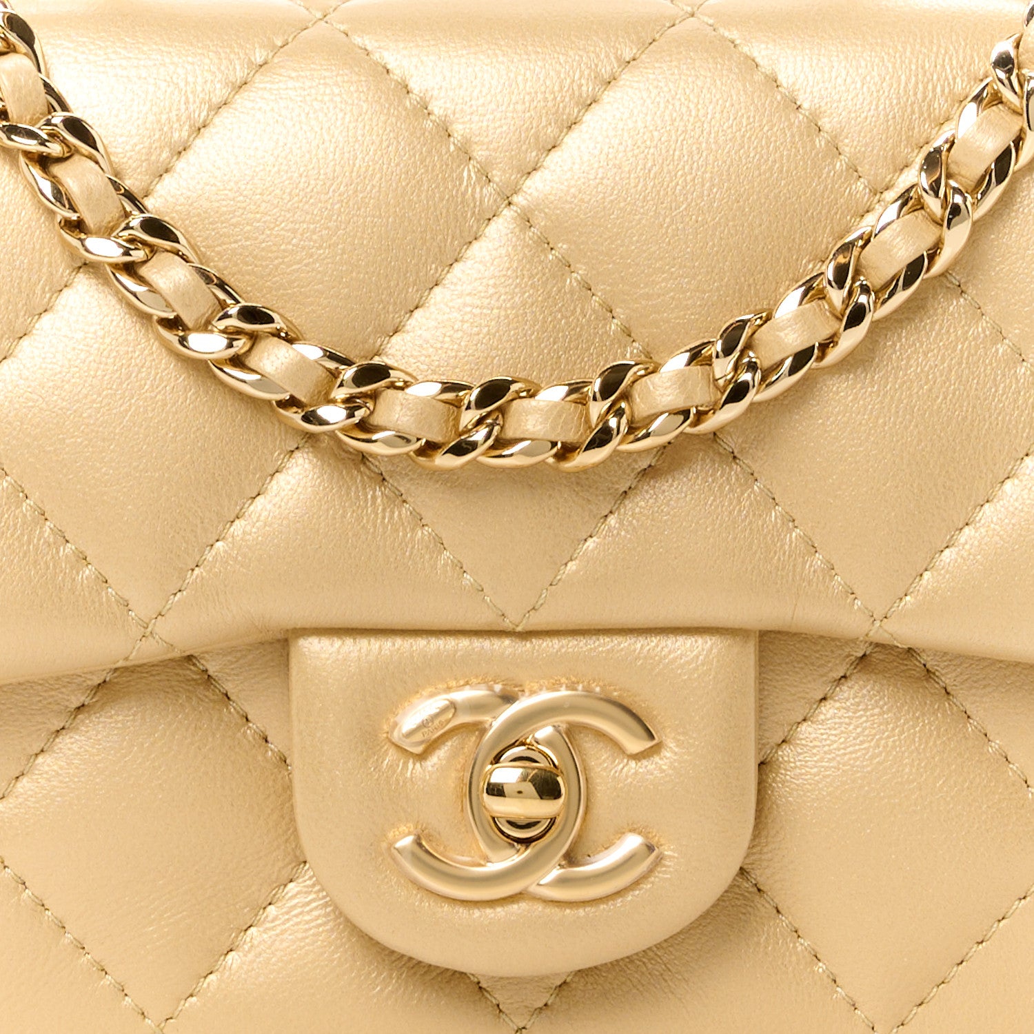 Chanel Metallic Lambskin Resin Quilted Top Handle Mini Flap Gold 9 of 11