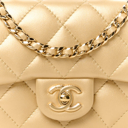 Chanel Metallic Lambskin Resin Quilted Top Handle Mini Flap Gold 9 of 11