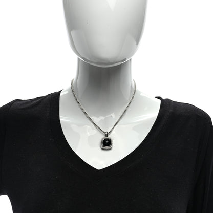 David Yurman Sterling Silver Diamond Black Onyx 11mm Albion Pendant Necklace 3 of 4