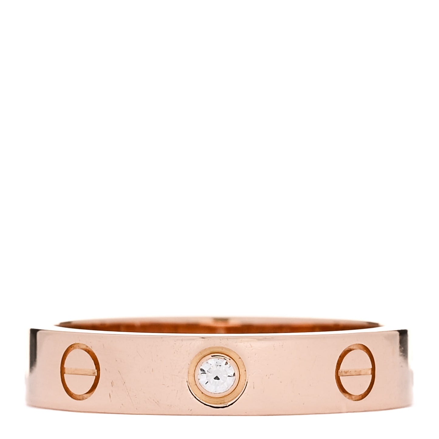18K Pink Gold Diamond 4mm LOVE Wedding Band Ring 53 6.25
