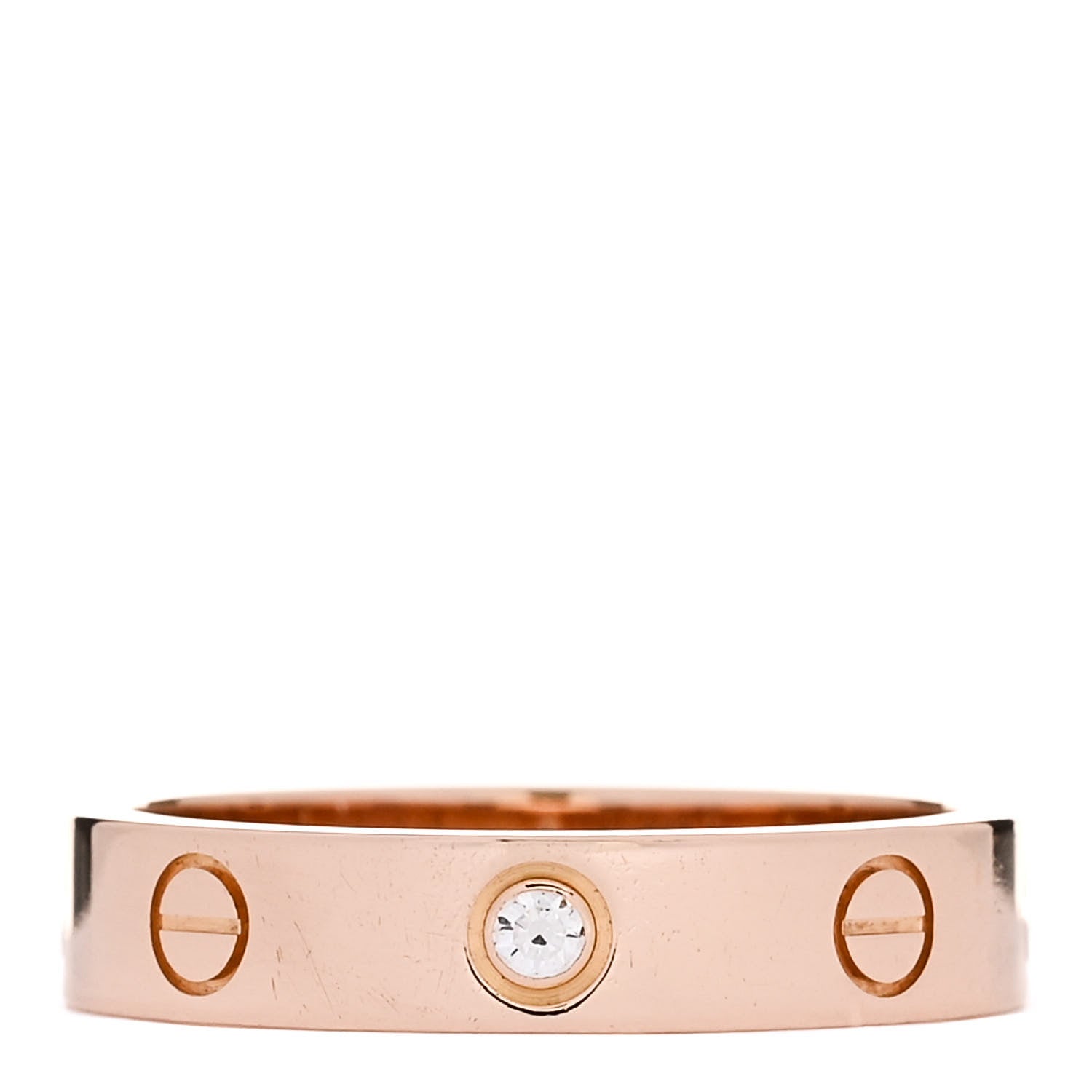 Cartier 18K Pink Gold Diamond 4mm LOVE Wedding Band Ring 53 6.25 1 of 5