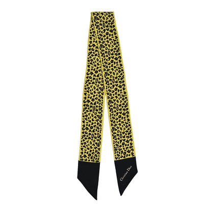 Christian Dior Silk Cheetah Mitzah Scarf Yellow Black 2 of 3