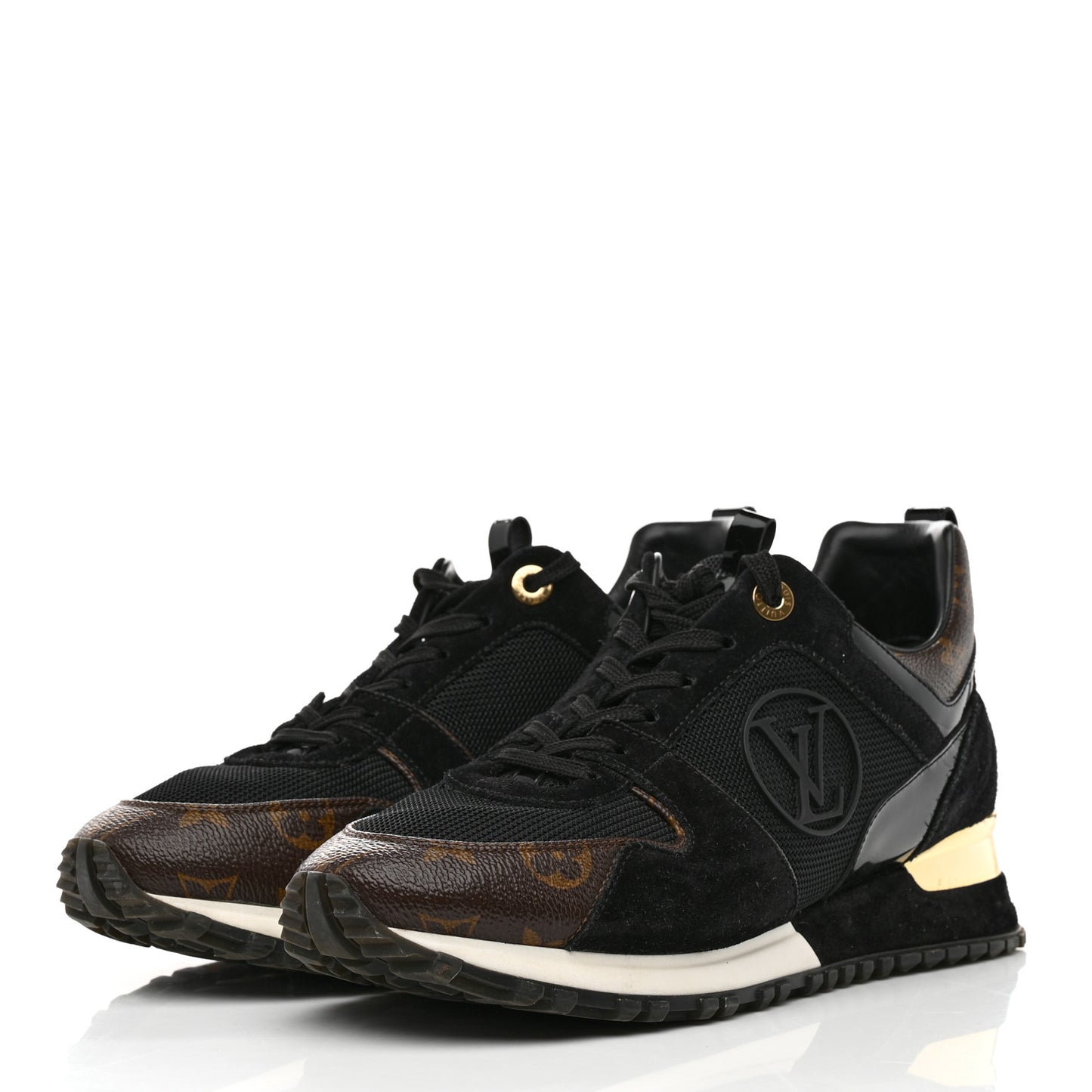 Suede Monogram Run Away Sneakers 40 Black