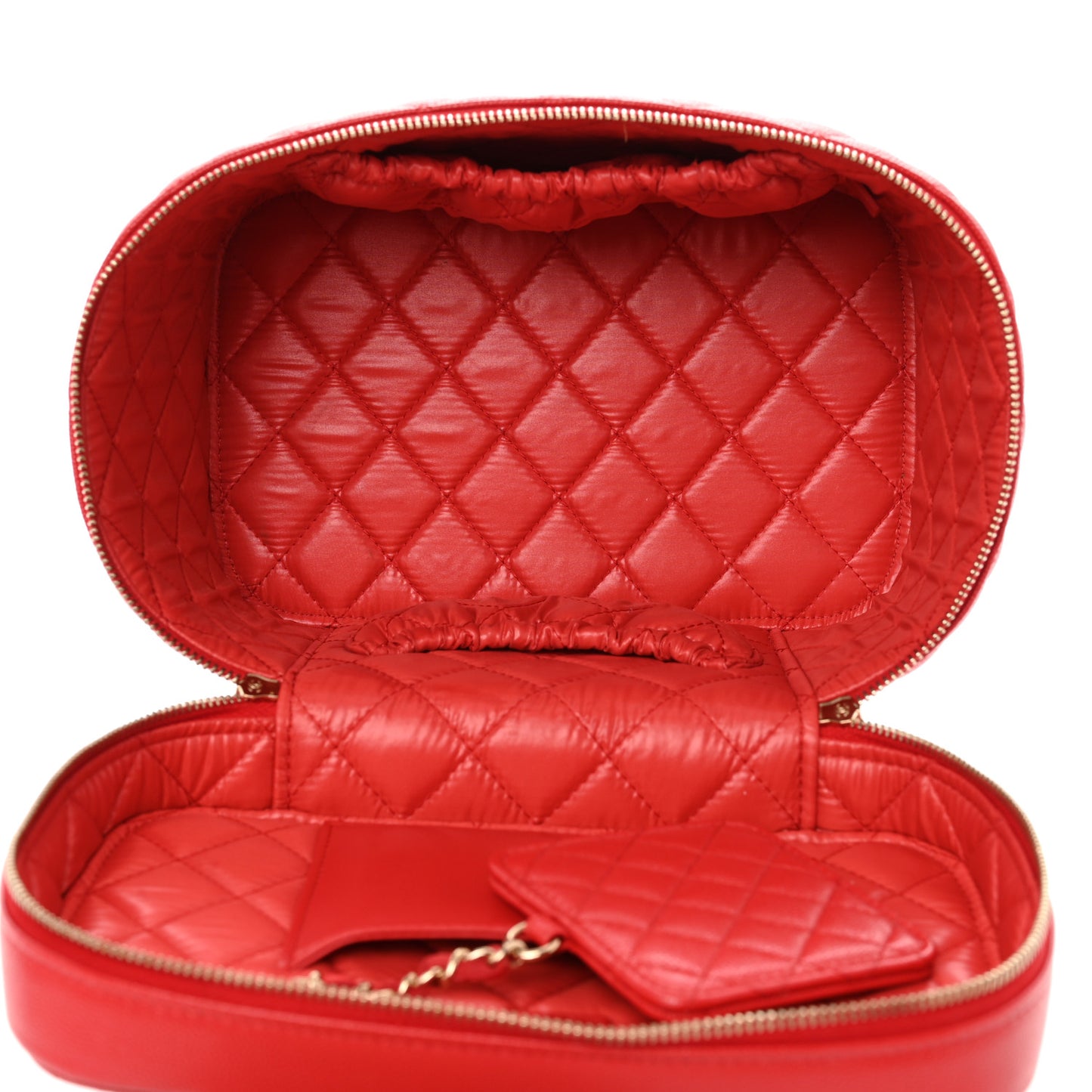Caviar Quilted Large Vanity Pouch Red