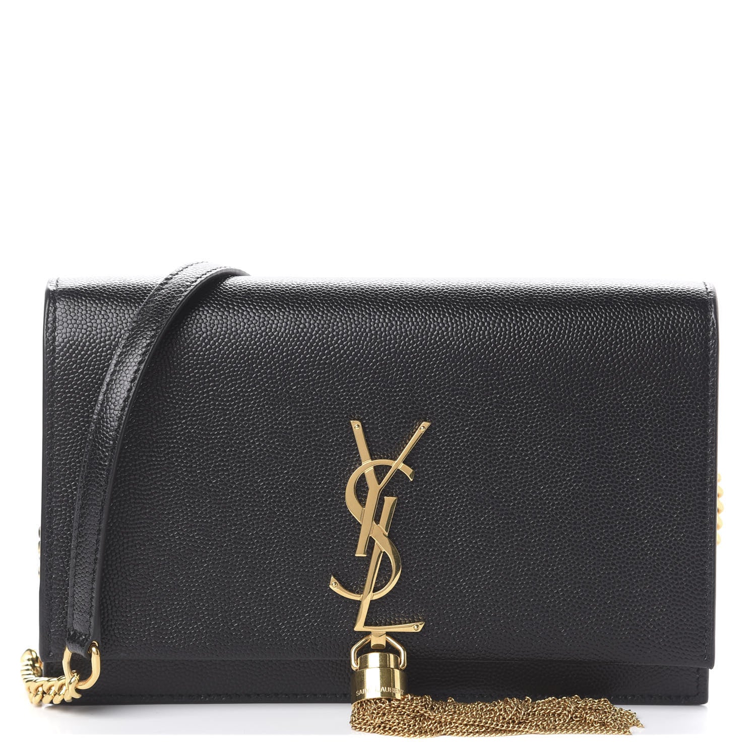 Saint Laurent Grain De Poudre Classic Monogram Kate Tassel Chain Wallet Black 1 of 7