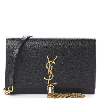 Saint Laurent Grain De Poudre Classic Monogram Kate Tassel Chain Wallet Black 1 of 7