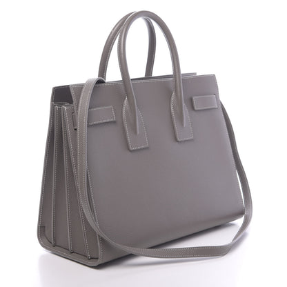Saint Laurent Grained Calfskin Topstitch Small Sac De Jour Grey 3 of 9