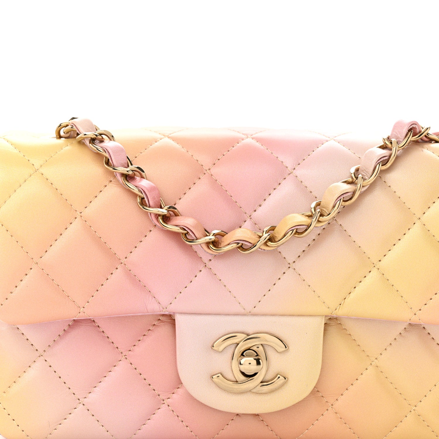 Chanel Lambskin Quilted Tie Dye Ombre Mini Rectangular Flap Yellow Multicolor 9 of 12