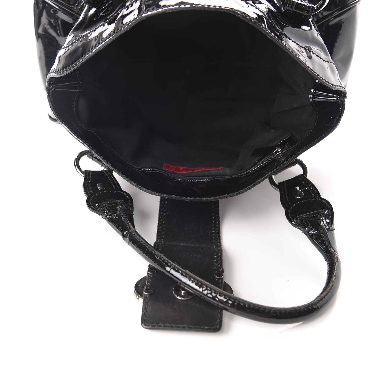 Patent Crystal Catch Satchel Black