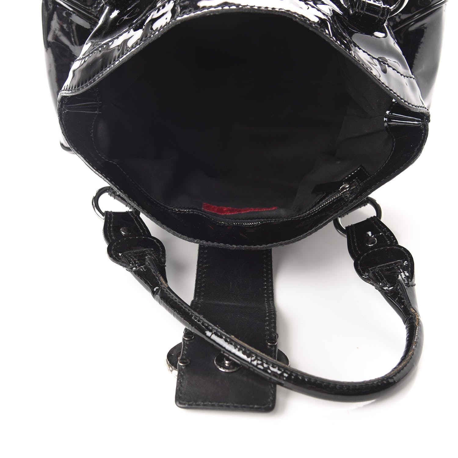 Valentino Garavani Patent Crystal Catch Satchel Black 5 of 10