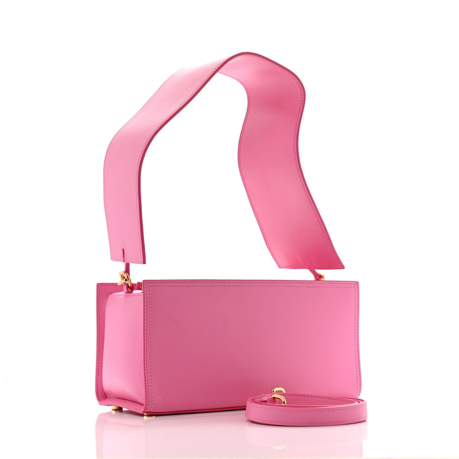 Jacquemus Smooth Calfskin Le Rectangle Shoulder Bag Pink 3 of 13