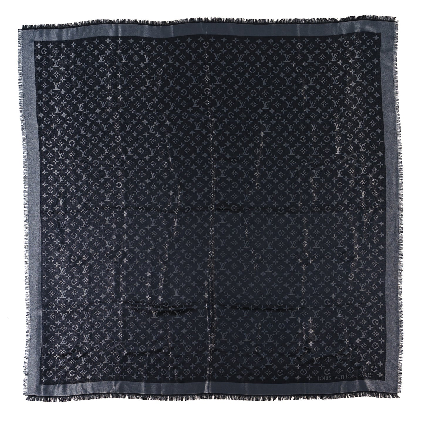 Silk Lurex Wool Monogram Shine Shawl Black