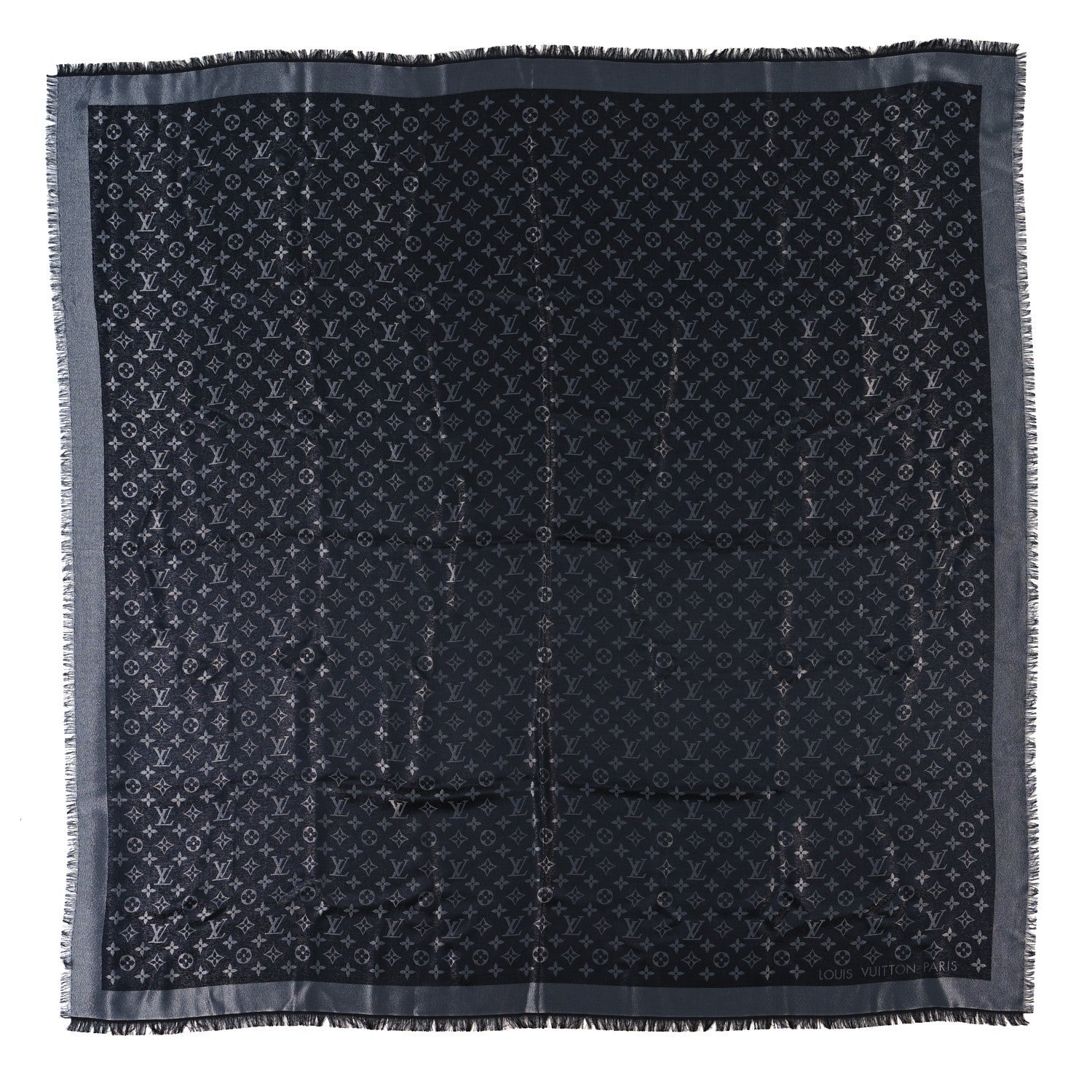 Louis Vuitton Silk Lurex Wool Monogram Shine Shawl Black 1 of 3