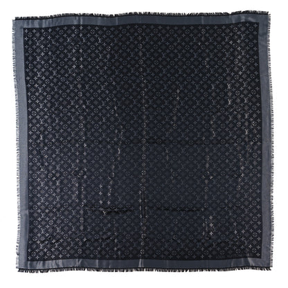 Louis Vuitton Silk Lurex Wool Monogram Shine Shawl Black 1 of 3