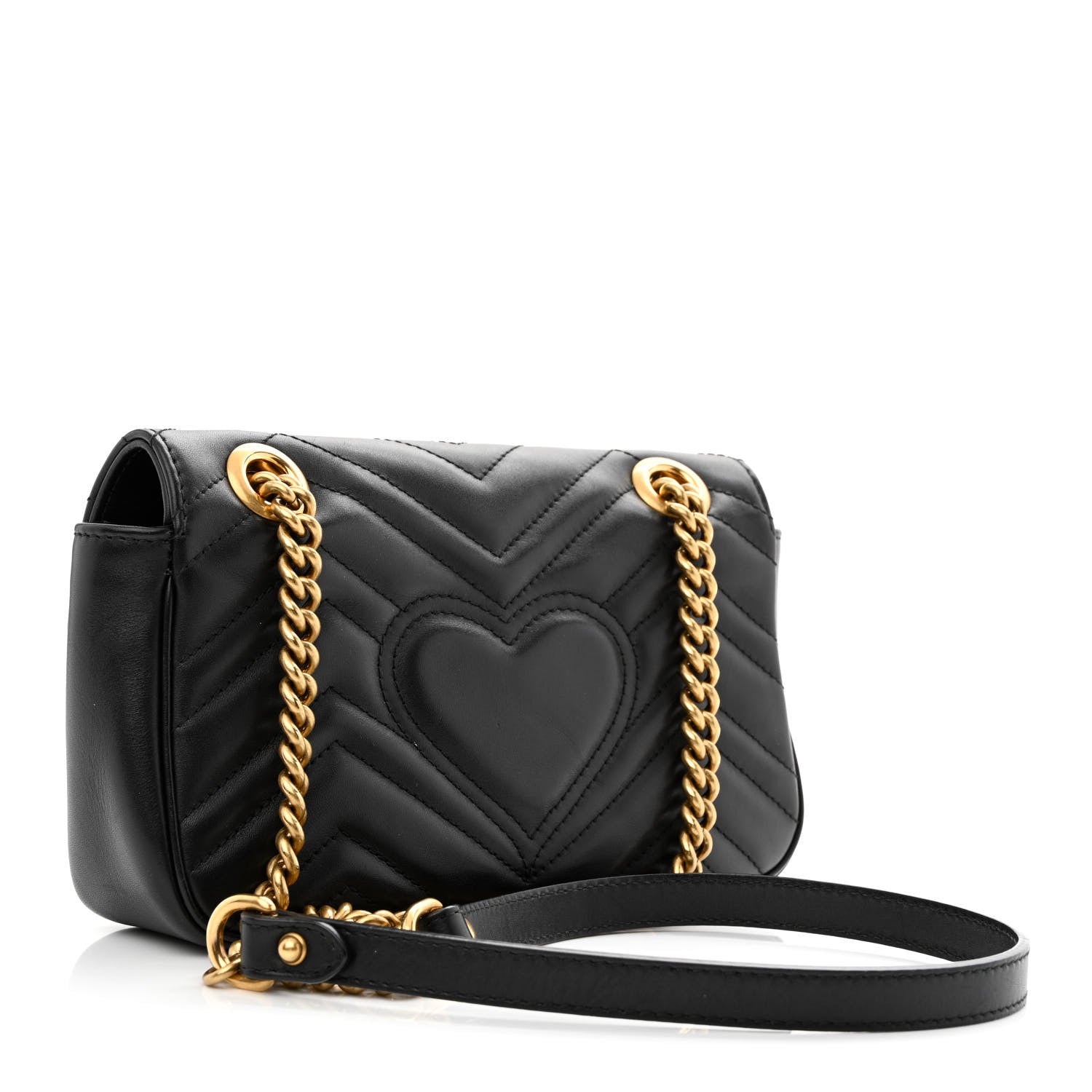 Gucci Calfskin Matelasse Mini GG Marmont Shoulder Bag Black 3 of 10