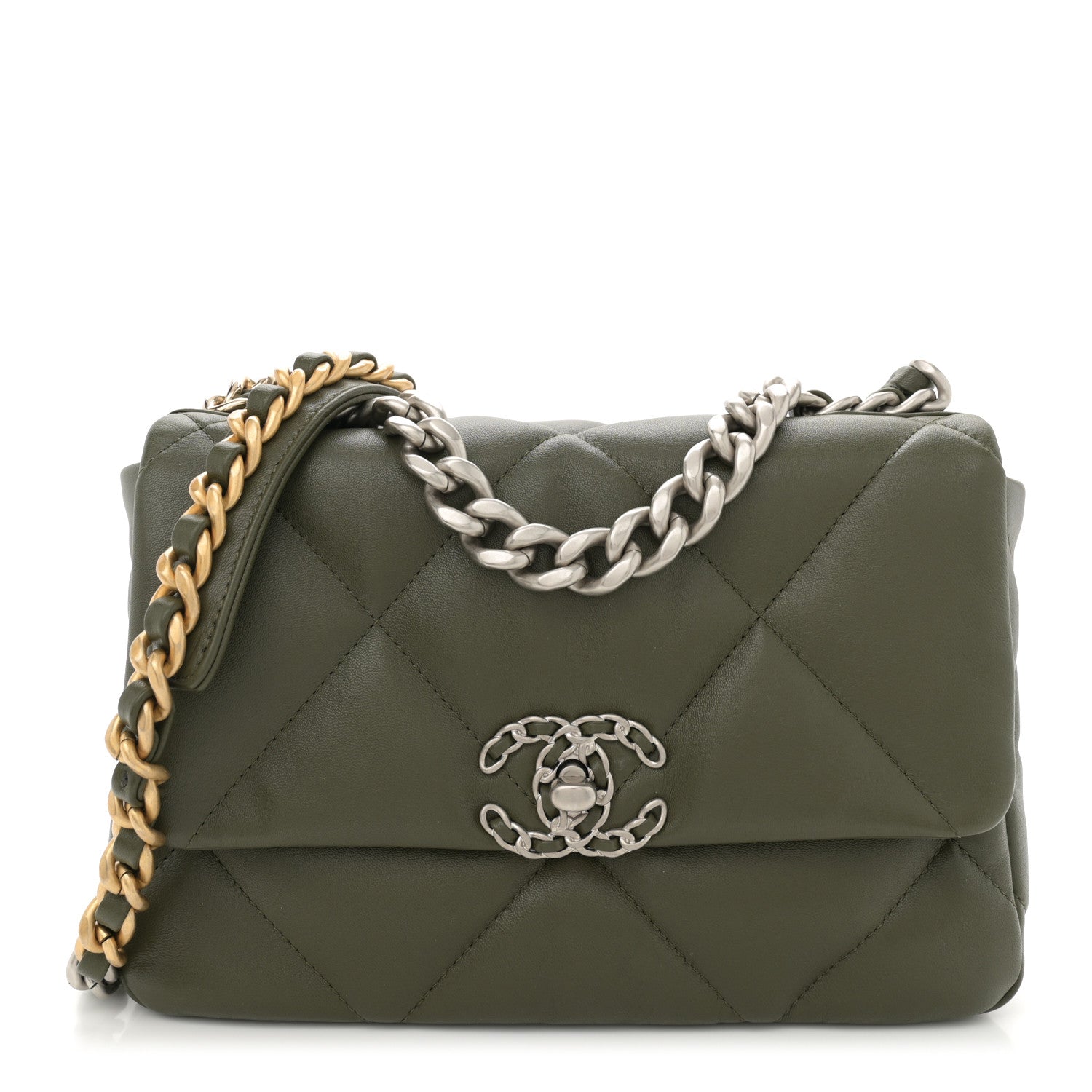 Chanel Lambskin Quilted Medium Chanel 19 Flap Khaki 1 of 10
