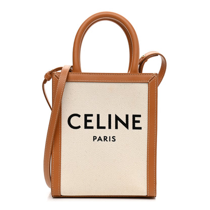 Celine Canvas Calfskin Mini Vertical Cabas Natural Tan 1 of 10