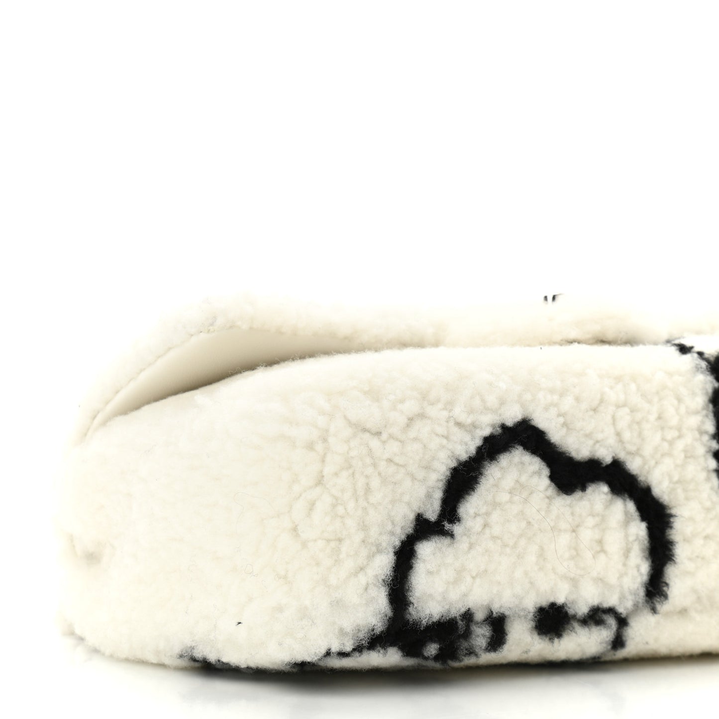 Wool Shearling Medium Single Flap Ecru Black