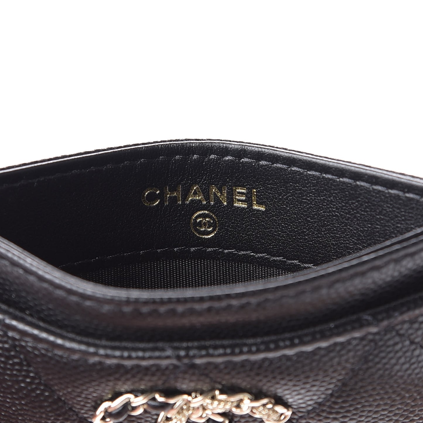 Caviar Quilted French New Wave Card Holder Black