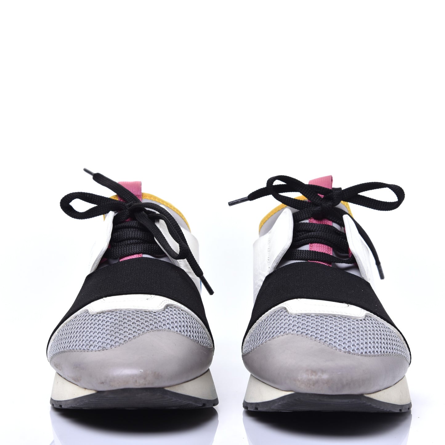 Mesh Calfskin Neoprene Suede Womens Race Runner Sneakers 40 Gris Blue White