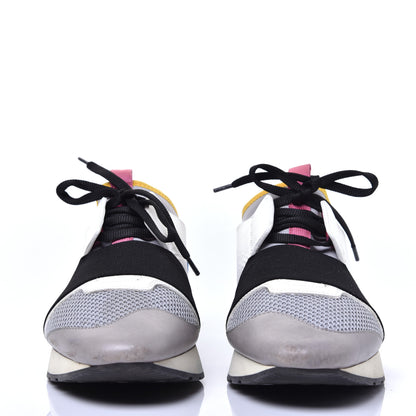 Balenciaga Mesh Calfskin Neoprene Suede Womens Race Runner Sneakers 40 Gris Blue White 2 of 15