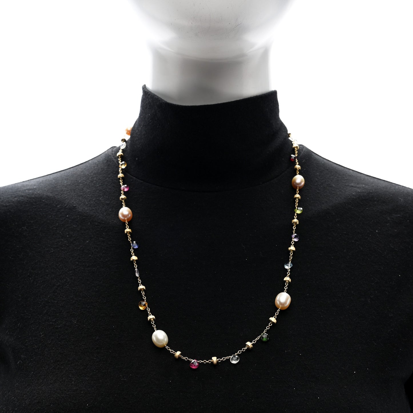 18K Yellow Gold Paradise Pearl Multi Gemstone Paradise Necklace