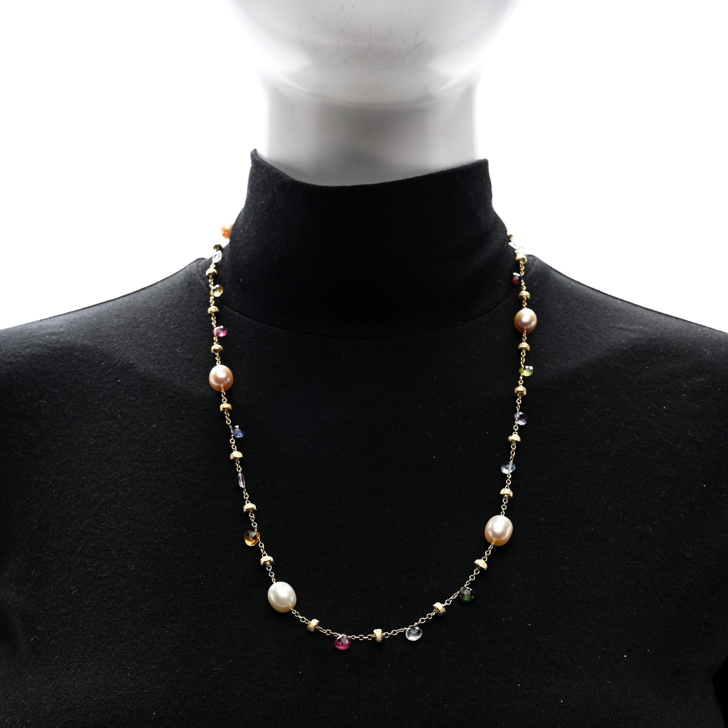 Marco Bicego 18K Yellow Gold Paradise Pearl Multi Gemstone Paradise Necklace 2 of 4