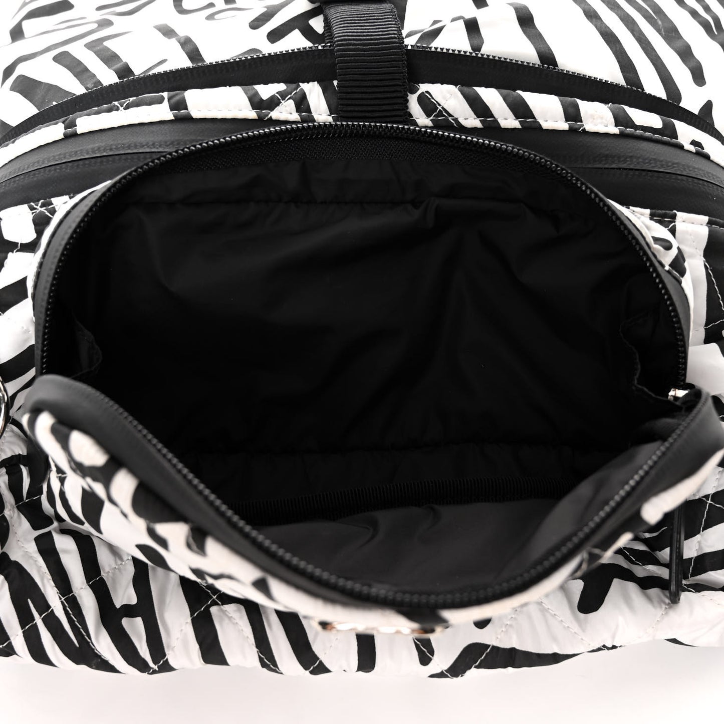 Nylon Printed Quilted Coco Neige Convertible Backpack Black White