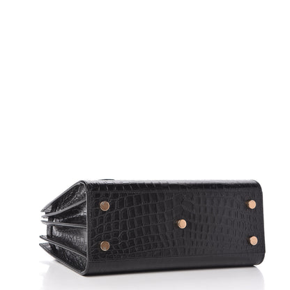Saint Laurent Calfskin Crocodile Embossed Baby Sac De Jour Black 4 of 9