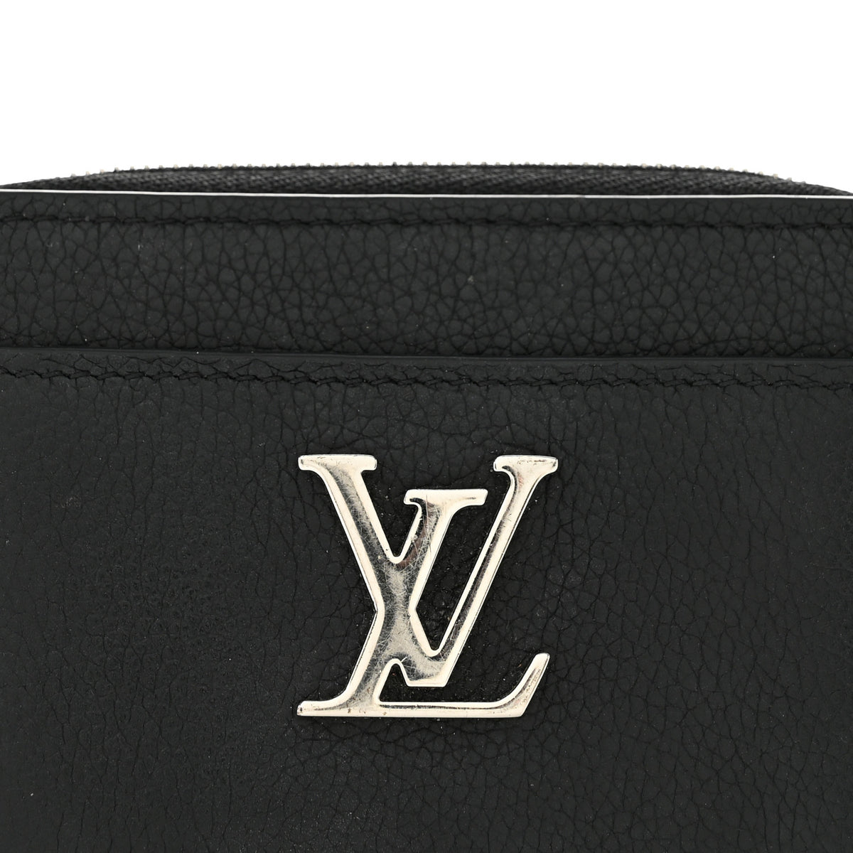 Calfskin Lockme Zippy Coin Purse Black