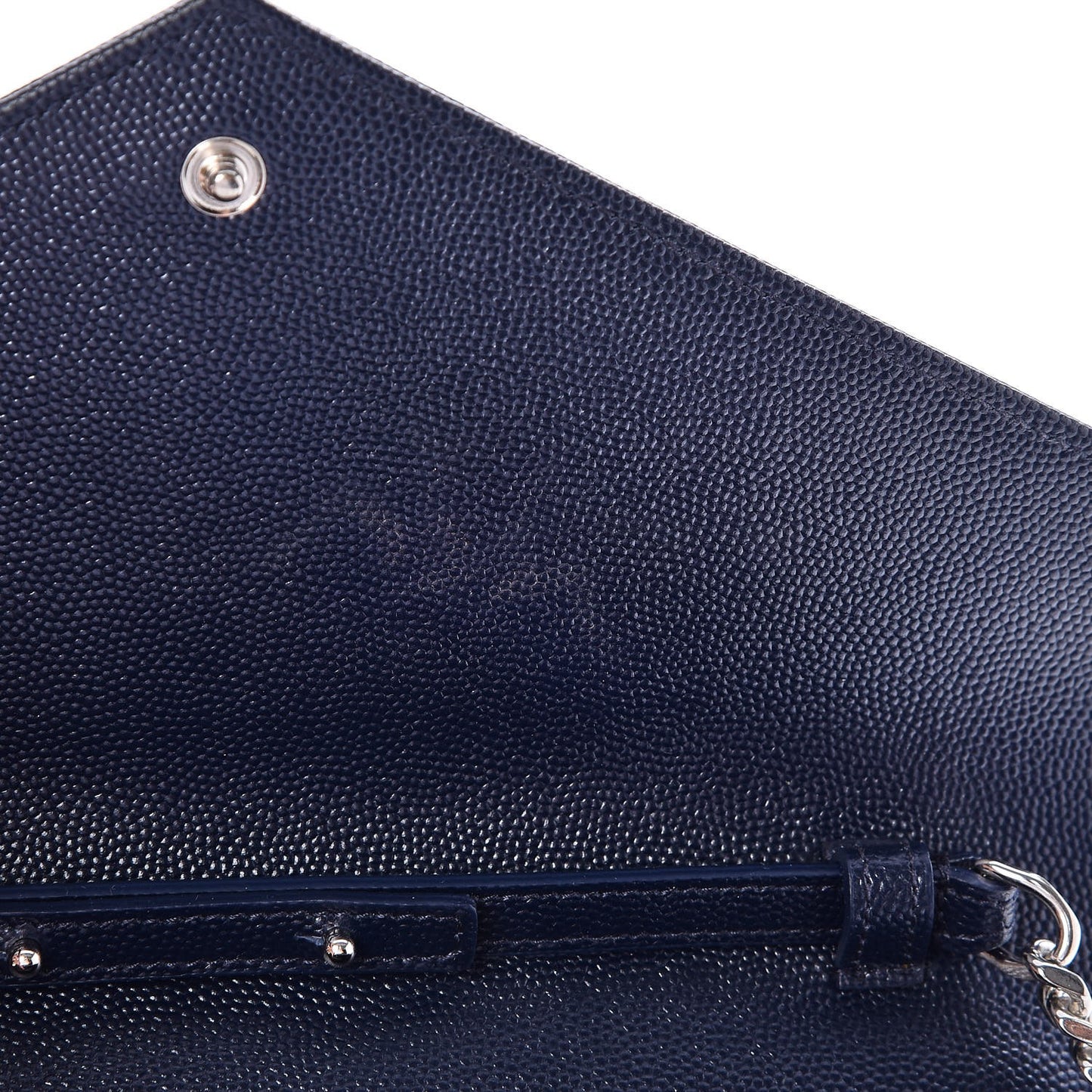 Grain De Poudre Matelasse Chevron Monogram Chain Wallet Navy