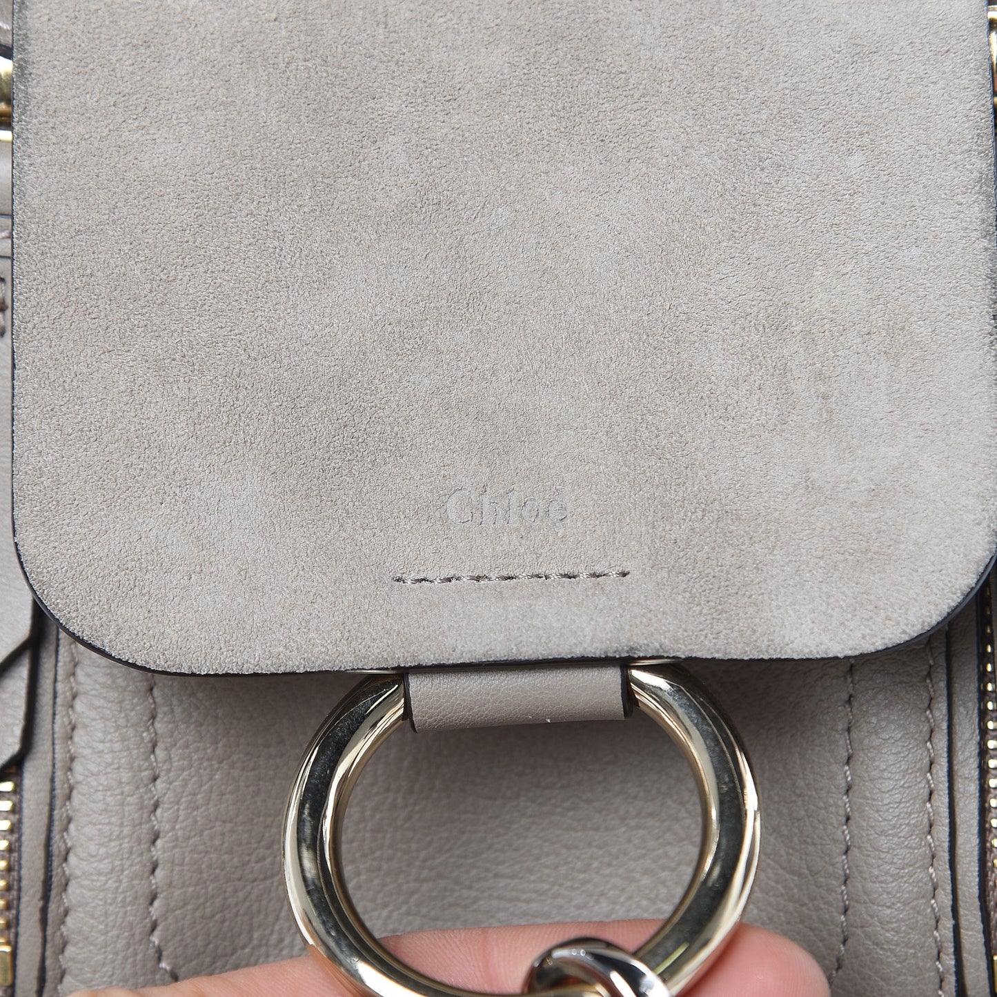 Suede Calfskin Mini Faye Backpack Motty Grey