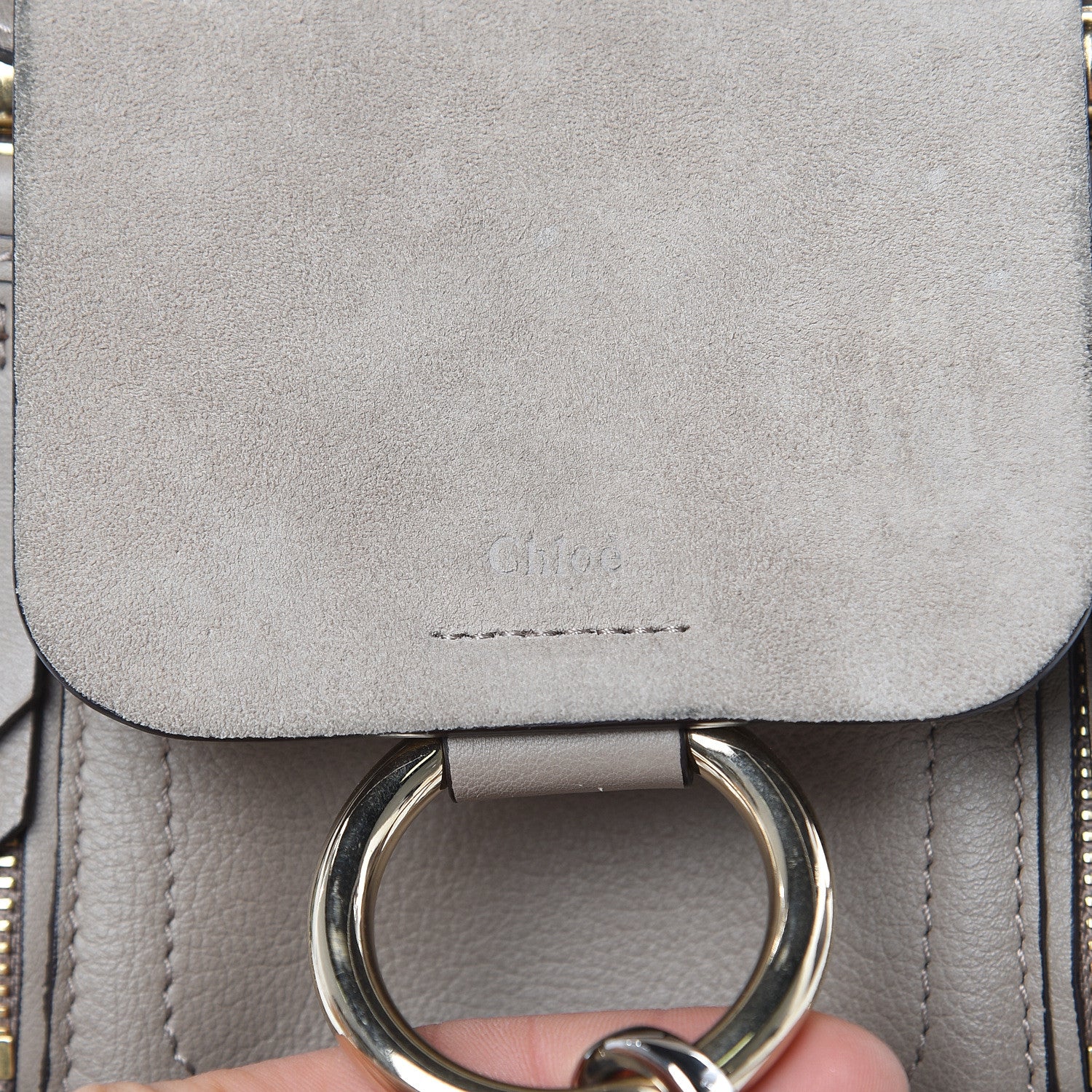 Chloe Suede Calfskin Mini Faye Backpack Motty Grey 8 of 14