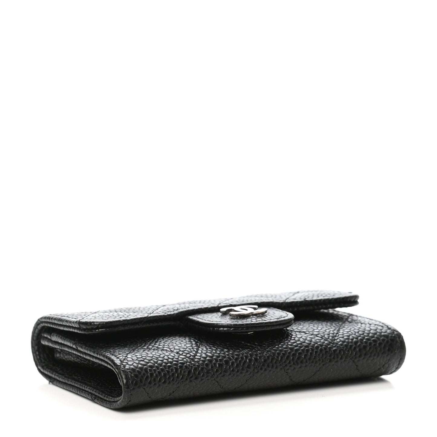 Caviar Quilted Flap Card Holder Black