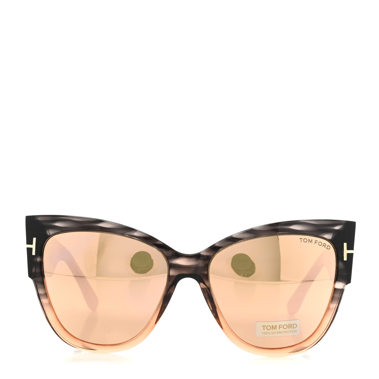 Tom Ford Acetate Anoushka Cat Eye Sunglasses TF371 Melange Grey Peach 2 of 9