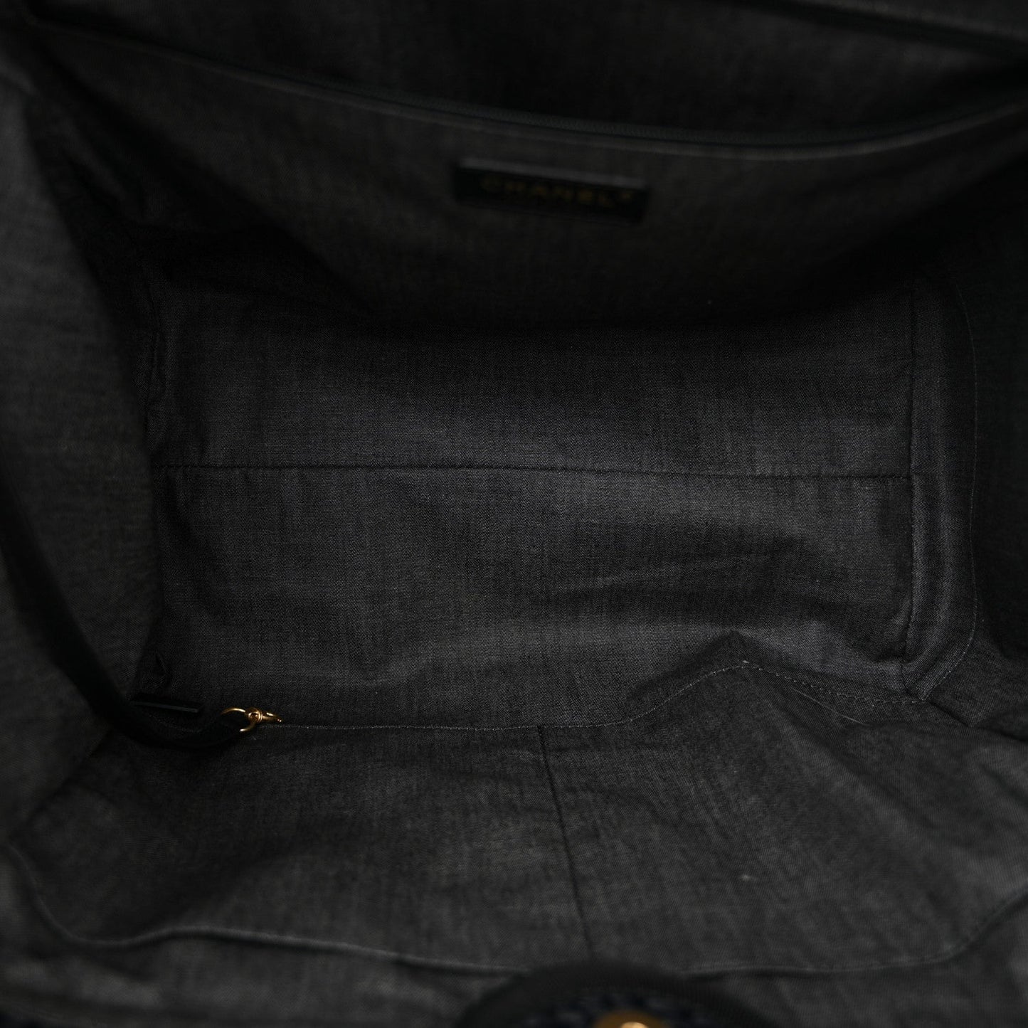 Straw Raffia Calfskin Chain Medium Deauville Tote Black