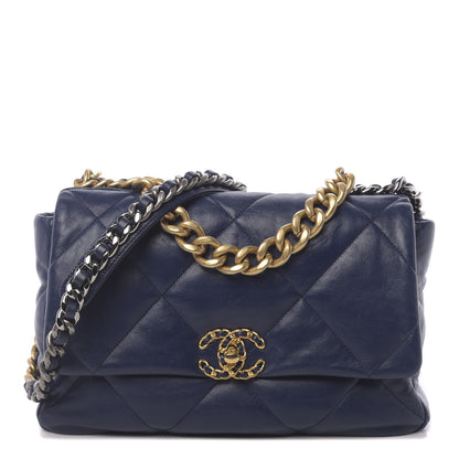 Chanel Goatskin Quilted Medium 19 Flap Dark Blue 1 of 15