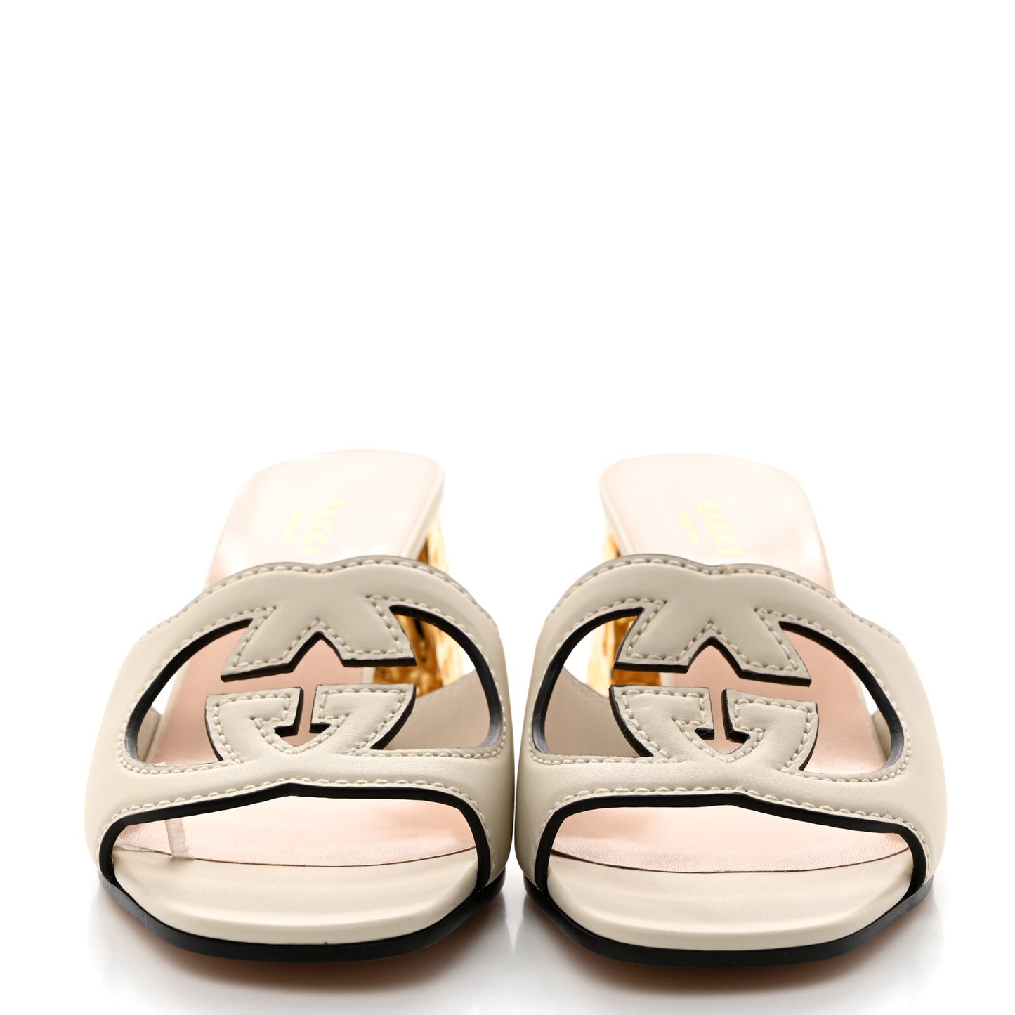 Cosmos Softy Calfskin Interlocking G Cut Out 55mm Slide Sandals 36.5 Mystic White