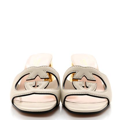 Gucci Cosmos Softy Calfskin Interlocking G Cut Out 55mm Slide Sandals 36.5 Mystic White 2 of 8