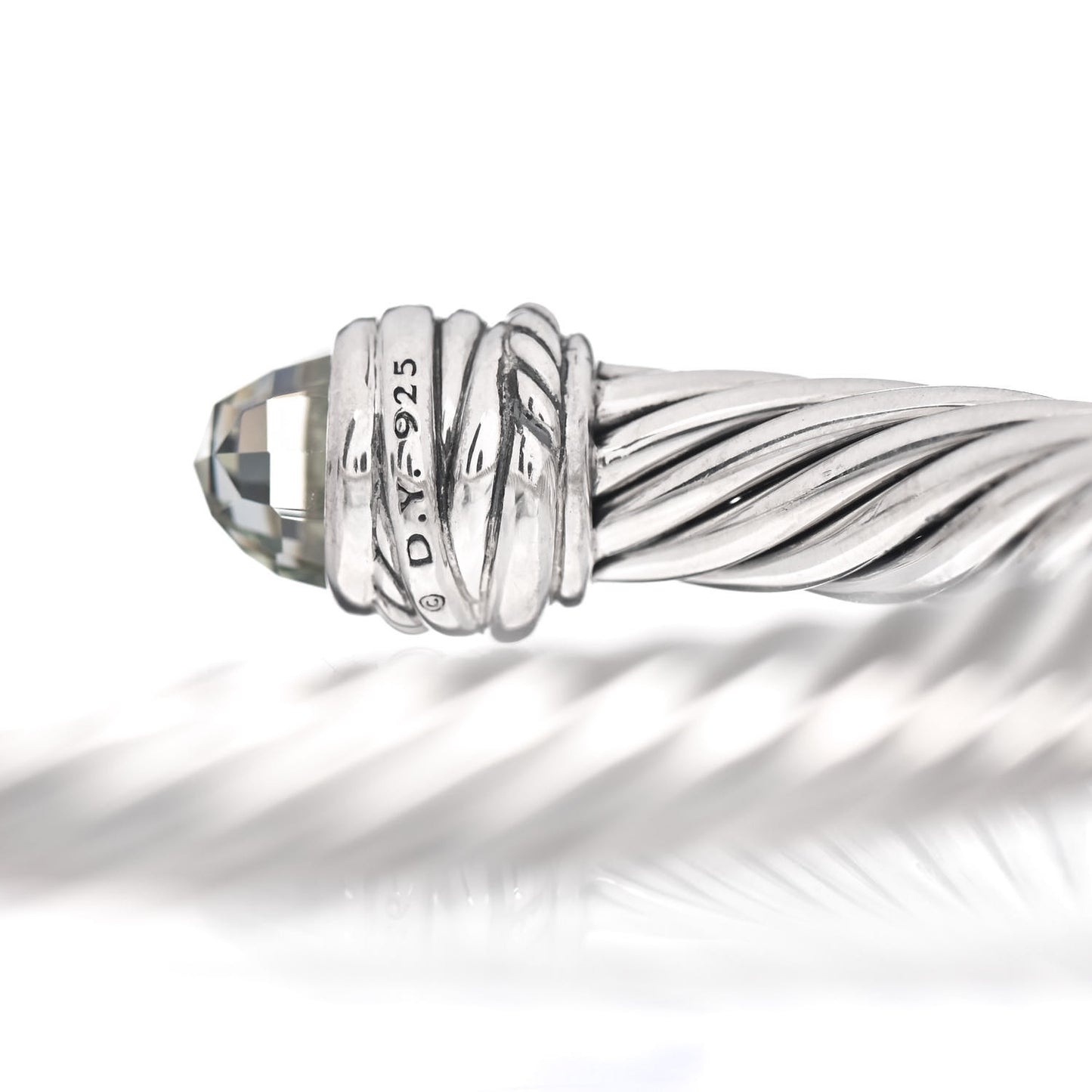 Sterling Silver Diamond Prasiolite 7mm Cable Classics Crossover Bracelet