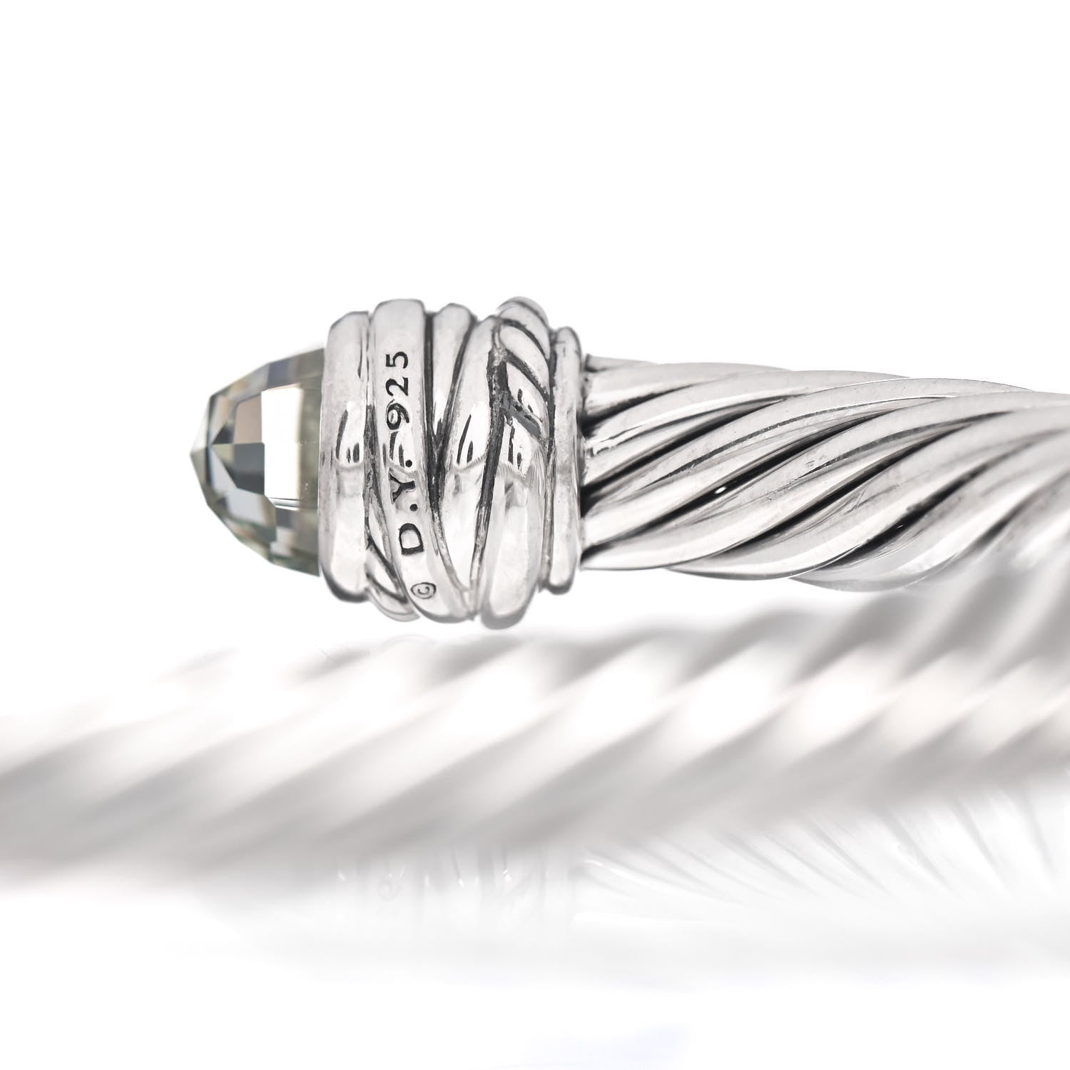 David Yurman Sterling Silver Diamond Prasiolite 7mm Cable Classics Crossover Bracelet 4 of 4